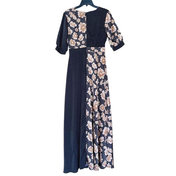 Boho Maxi Dress Floral Polka Dot Dark Romantic - Picture 6 of 12